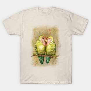 Cute lovebirds parrots. T-Shirt